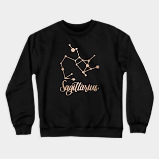 Sagittarius Zodiac Constellation in Rose Gold - Black Crewneck Sweatshirt